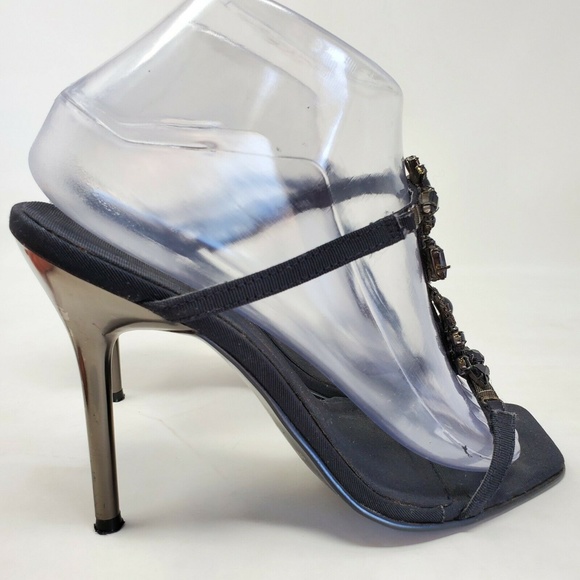 River Island Black Strappy Open Toe Rhinestone 7 - Picture 4 of 11